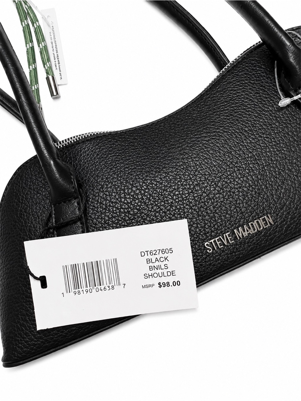 Steve Madden Black Shoulder Bag BNWT w/ Original Charm - Picture 5 of 15